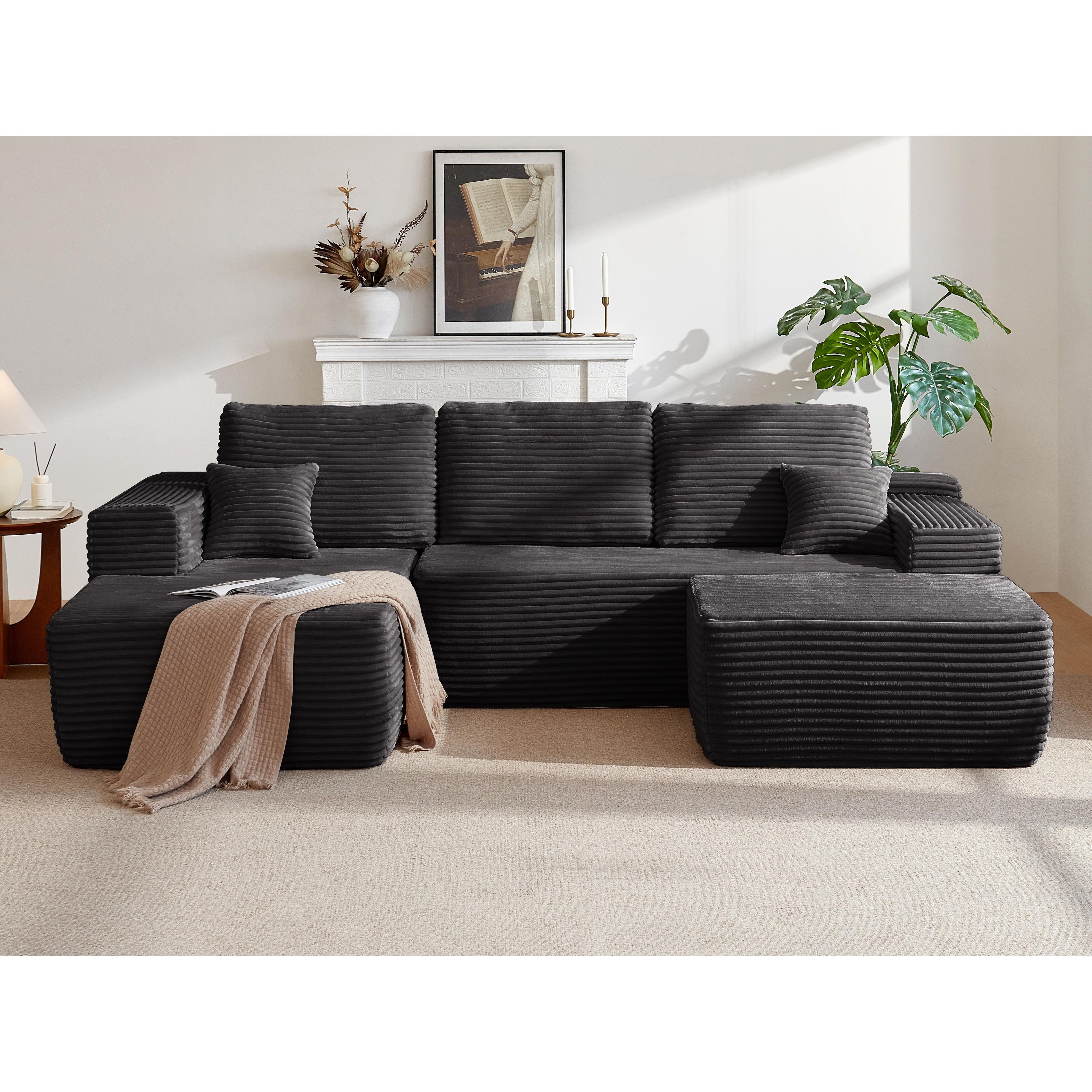 105.7 Cloud Sectional Couch With U Shaped Chaise Modern Modular Sofa With Deep Seat