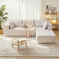 105 Beige Left Chaise Modular Cloud Foam Sofa Plush Supportive Space Smart Design