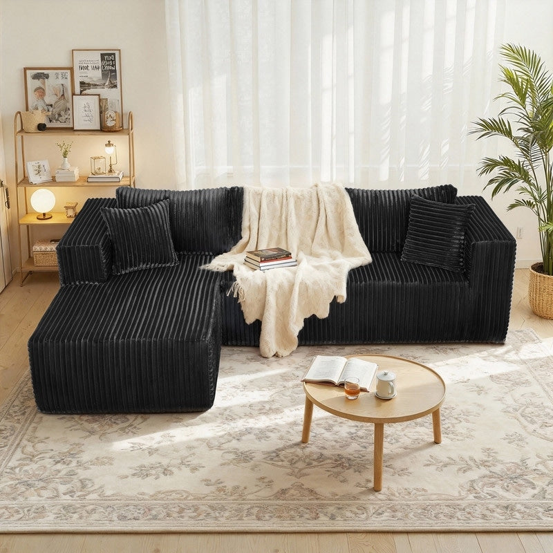 105 L Shaped Cloud Foam Sectional Right Chaise Vacuum Packed Easy Move