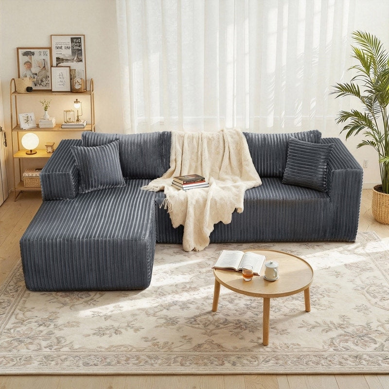 105 Modular L Shaped All Foam Sofa With Right Chaise Ultra Safe Compact Plush