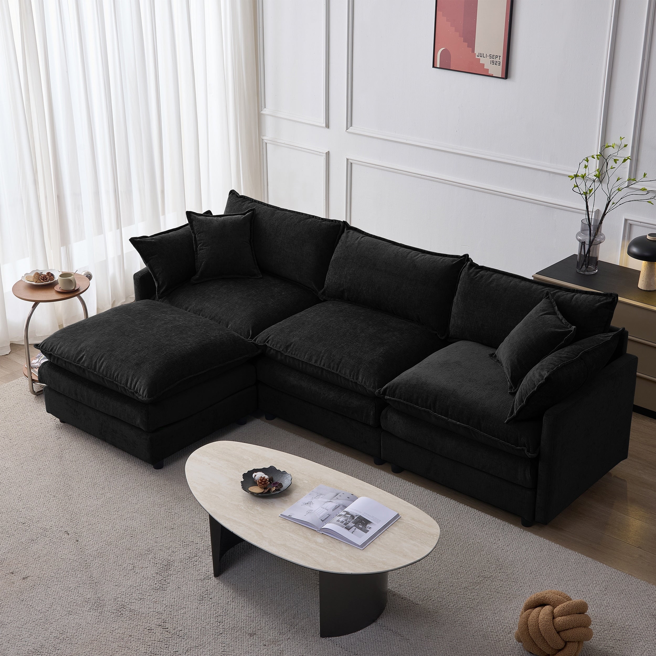 105 Modular Sectional Couch 3 Seater With Ottoman L Shape Sofa