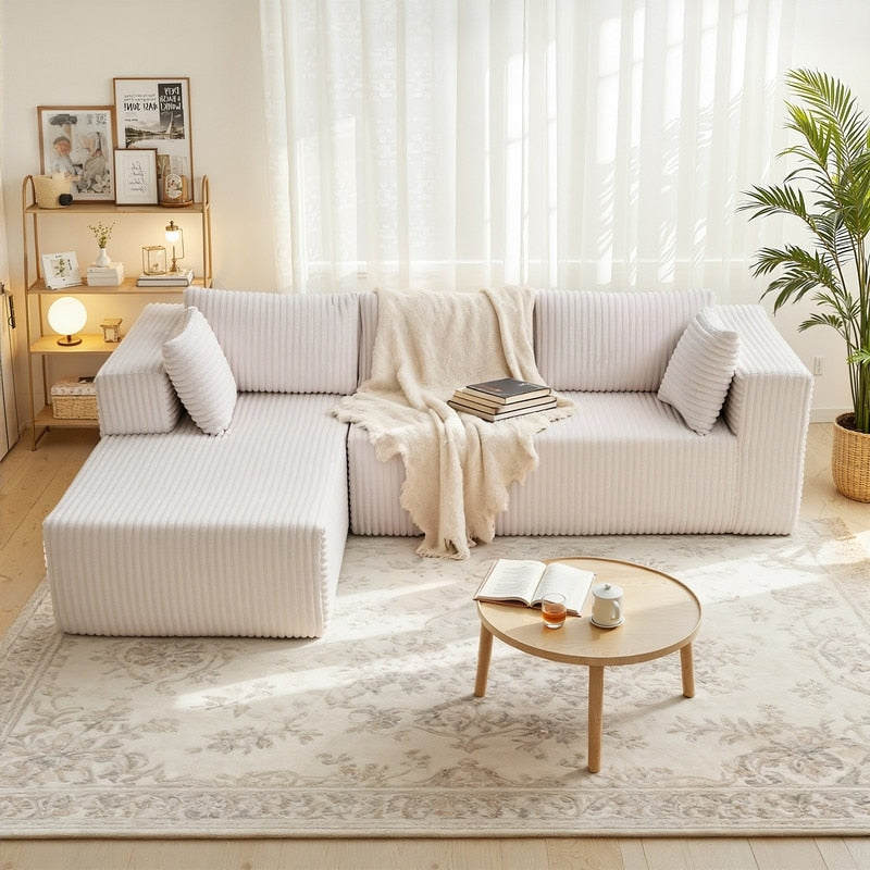 105 Right Chaise Modular L Shaped Sofa Plush All Foam Design Vacuum Packed For Easy Setup