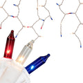105 Count Red White Blue 4Th Of July Mini Icicle Light Set 6.5Ft White Wire