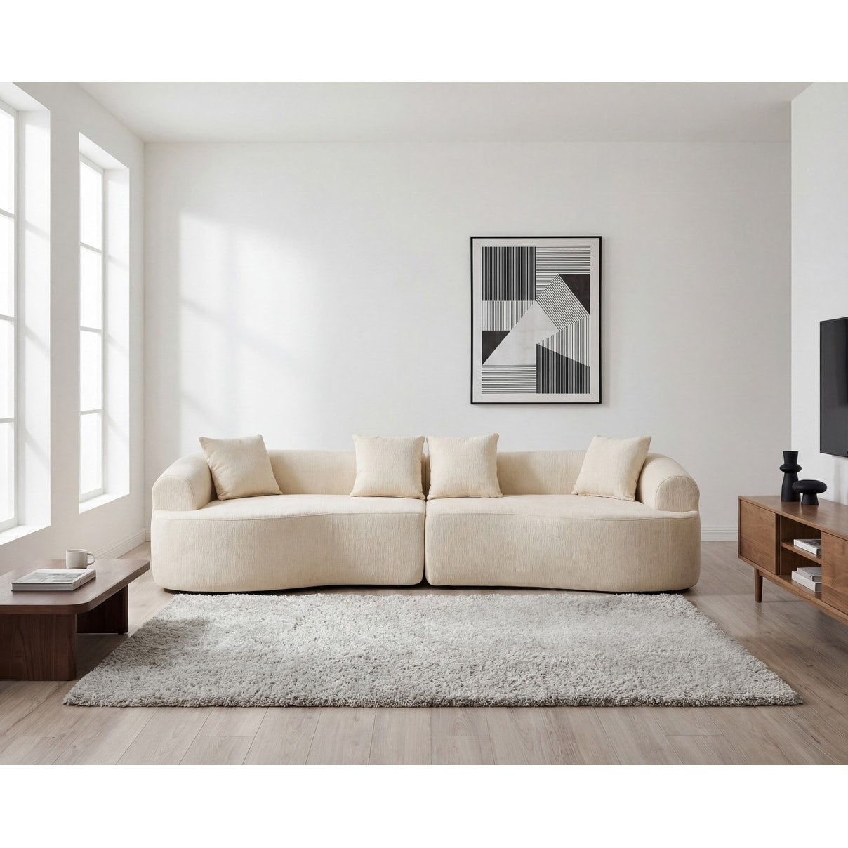 106.29 Curved Chenille Sectional Sofa No Assembly Required
