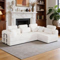 106.3 L Shaped Corduroy Sectional Sofa With Pillows No Assembly Required