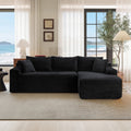 106.3 L Shaped Corduroy Sectional Sofa With Pillows No Assembly Required