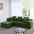 106.5 L Shaped Convertible Corduroy Sectional Sofa With Pillows