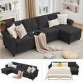 106.5 L Shaped Flannelette Sectional Sofa With Pull Out Bed