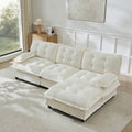 107.8 Chenille Sectional Sofa With Movable Ottoman