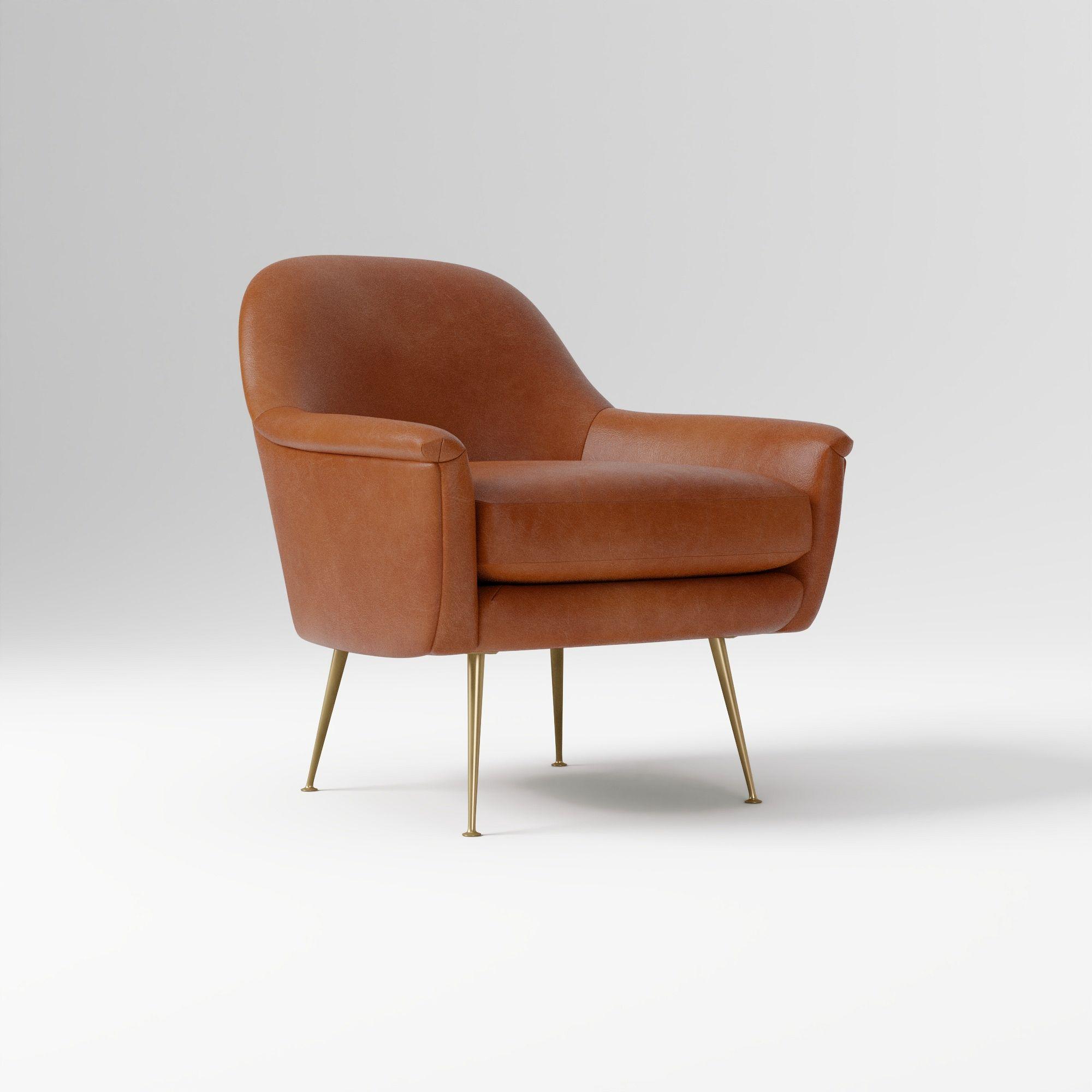 Phoebe Leather Armchair - Metal Legs