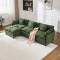 108 L Shaped Modern Sofa Modular Sectional Cloud Couch With Ottoman 4 Seat Chenille Deep Seat Sofa With Pillow