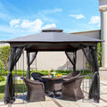 10Ft Outdoor Patio Gazebo Canopy Tent With Ventilated Double Roof