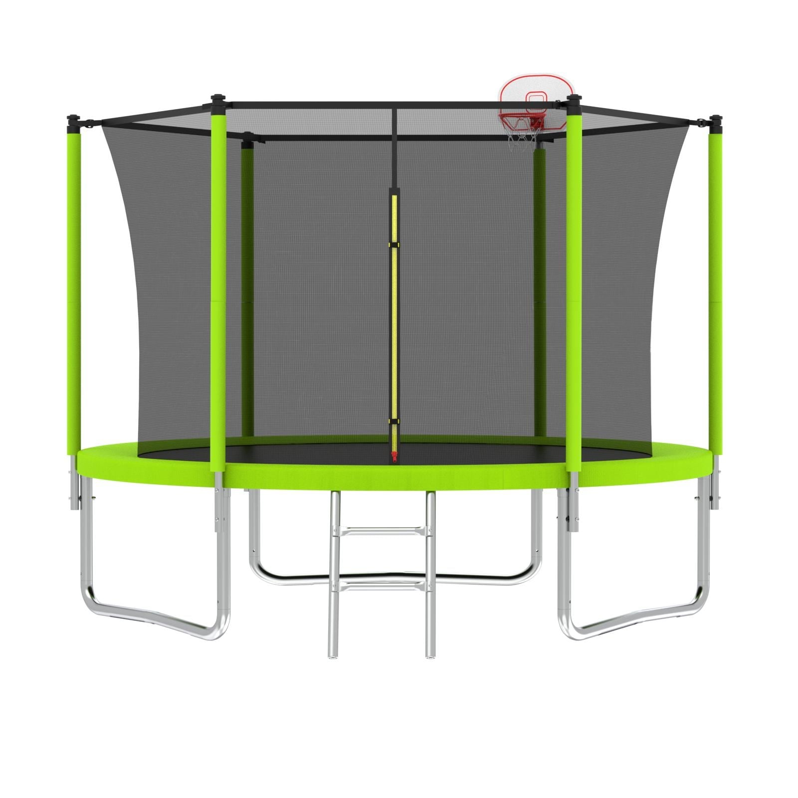 10Ft Trampoline For Kids Basketball Hoop And Ladder Outdoor Kids Trampoline With Safety Enclosure For Backyard Fun