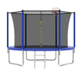 10Ft Trampoline For Kids Basketball Hoop And Ladder Outdoor Kids Trampoline With Safety Enclosure For Backyard