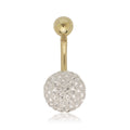 10K Crystal 10 Mm Ball Naval Belly Ring Yellow Or White Gold