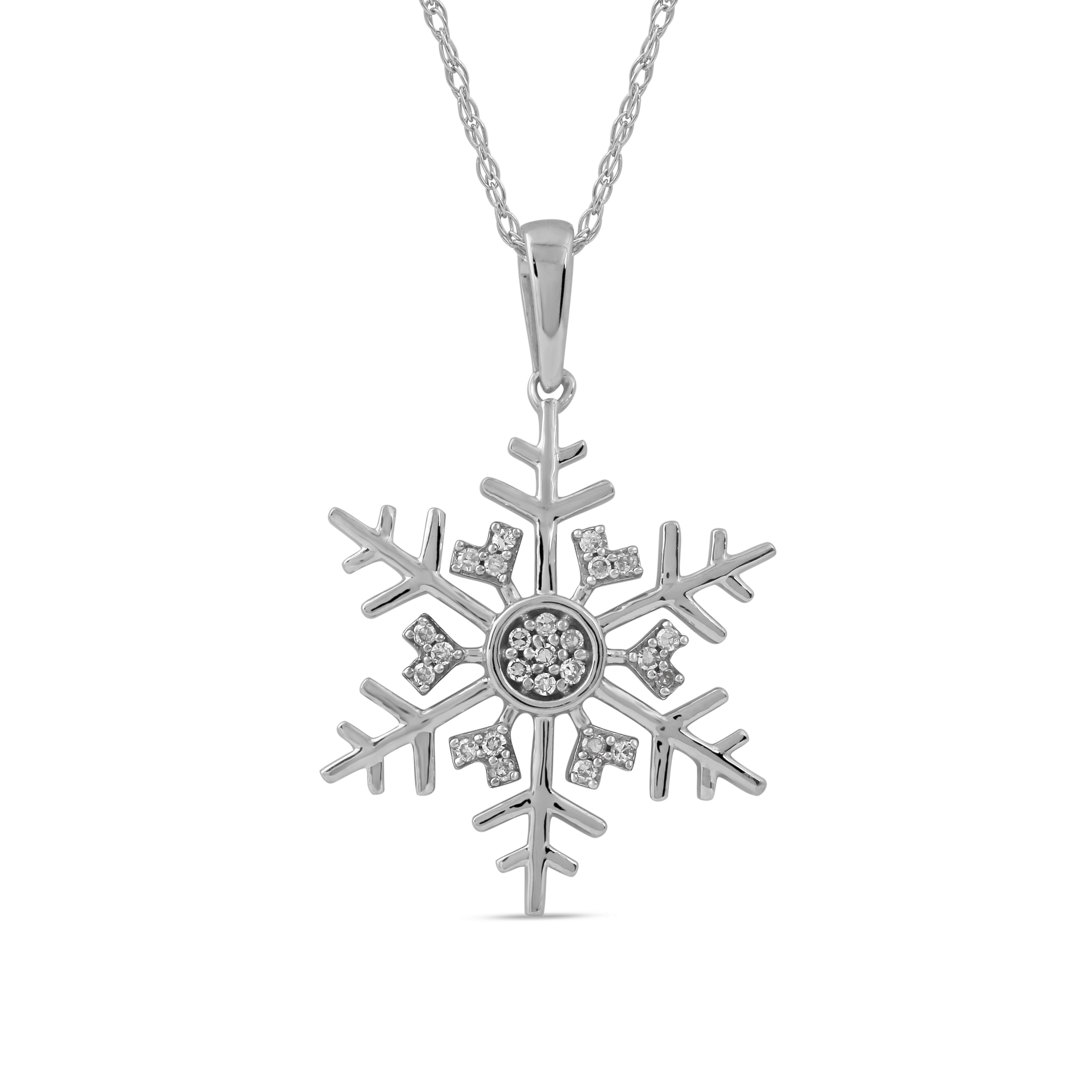 1 10Ct Tdw Diamond Snowflake Necklace In 10K Gold By De Couer