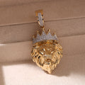 1 6Ct Tdw Diamond Crowned Lion Pendant In 10K Gold