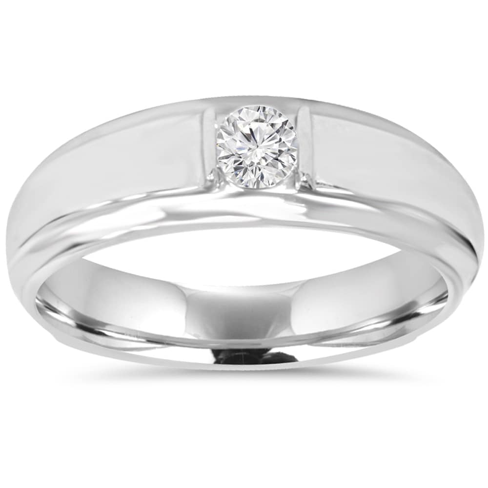 10K White Gold 1 6Ct Mens Diamond Solitaire Ring