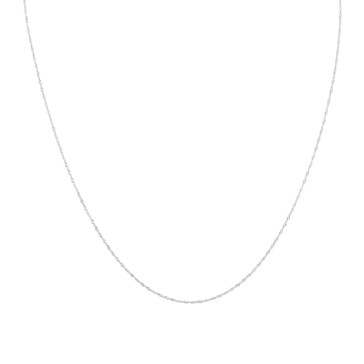 10K White Gold 1Mm Singapore Rope Chain With Spring Ring Clasp 18 Inch