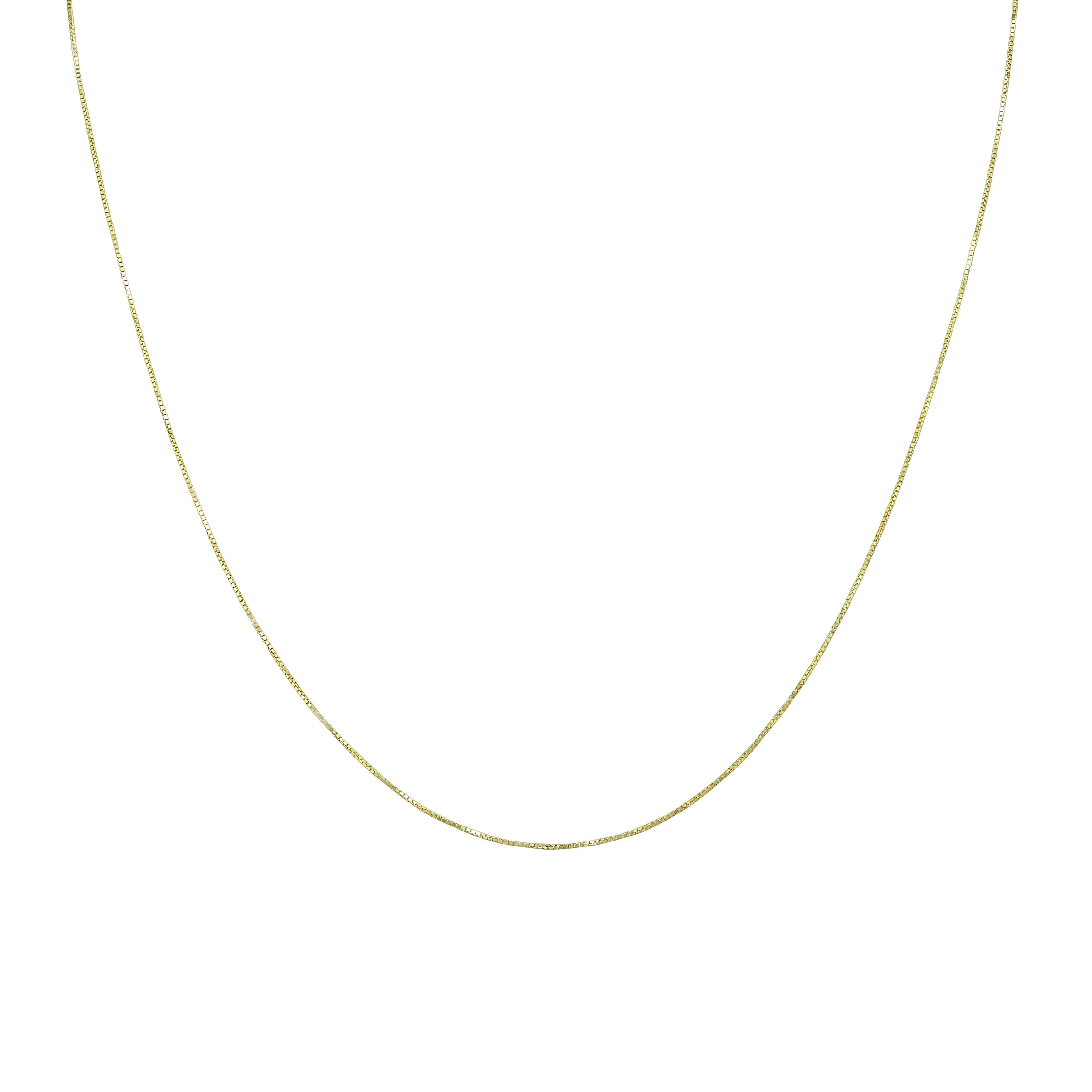 10K Yellow Gold 0.6Mm Shiny Classic Box Chain With Lobster Claw Clasp 20 Inch