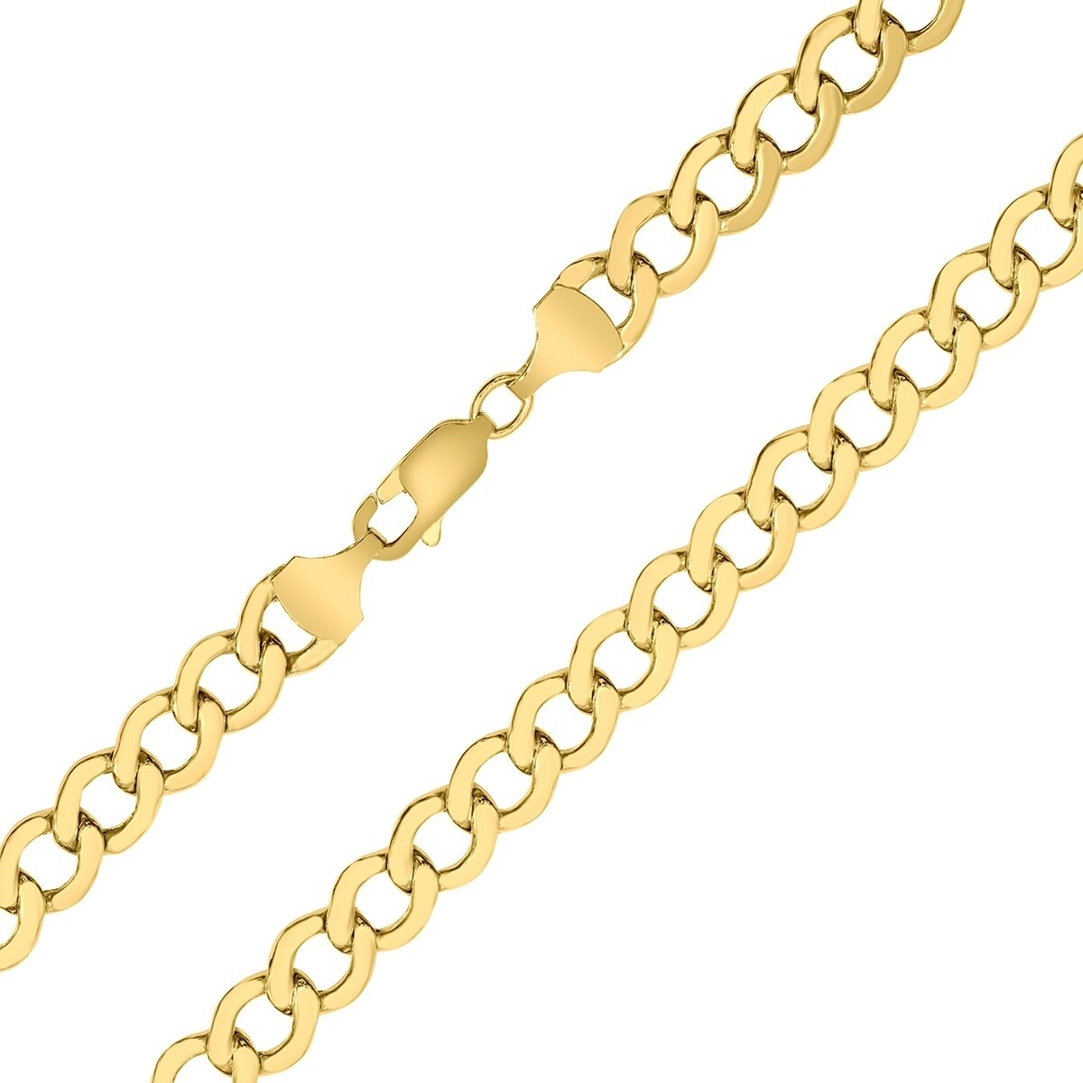 10K Yellow Gold 6.1Mm Shiny Curb Chain With Lobster Clasp 22 Inch