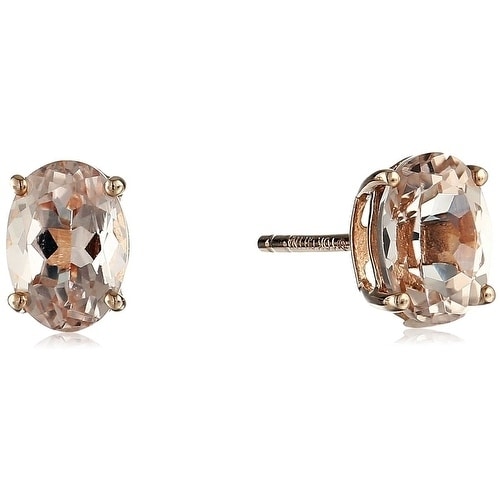 Pinctore 10Kt Rose Gold 1.29Ctw Morganite Studs Earrings Peach