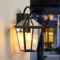 10 2Pcs Outdoor Wall Lanterns Black Finish Weatherproof Wall Sconce With Clear Glass Panels Light Fixture No Bulb