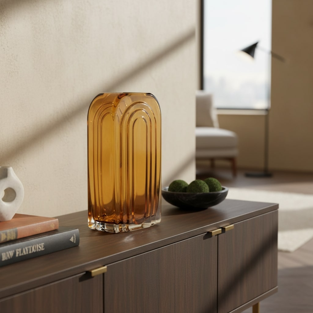 10 Amber Glass Table Vase 5.50