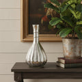 10 Antiqued Silver Glass Round Table Vase 4.90