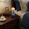 10 Blue And White Flameless Hanukkah Pillar Candle With Snow Globe