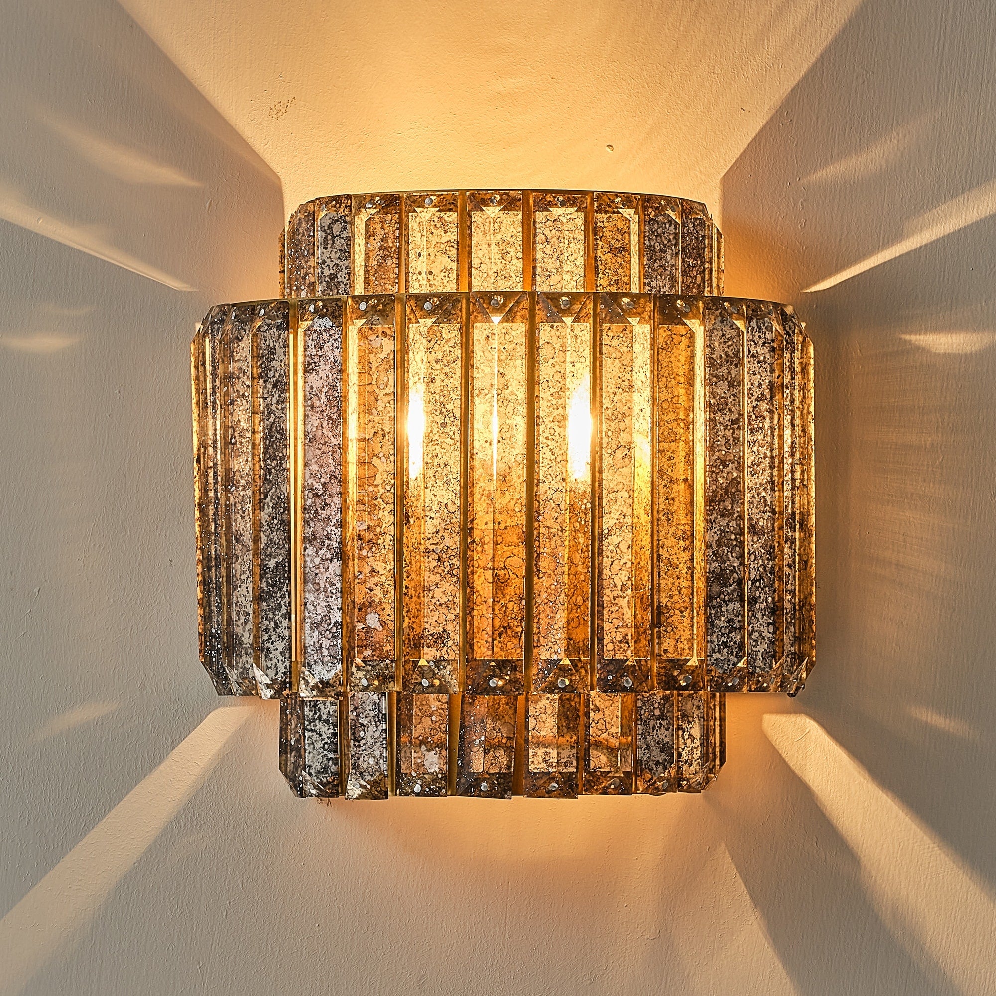 10 Distressed Grey Crystal Tiered 1 Light Wall Sconce
