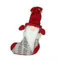 10 Gray And Red Tristan Gnome In Christmas Stocking Tabletop Decoration