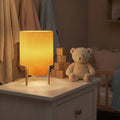 10 Mid Century 2 Tier Table Lamp Pleated Fabric Shade With Natural Rubber Wood Base Ul Listed