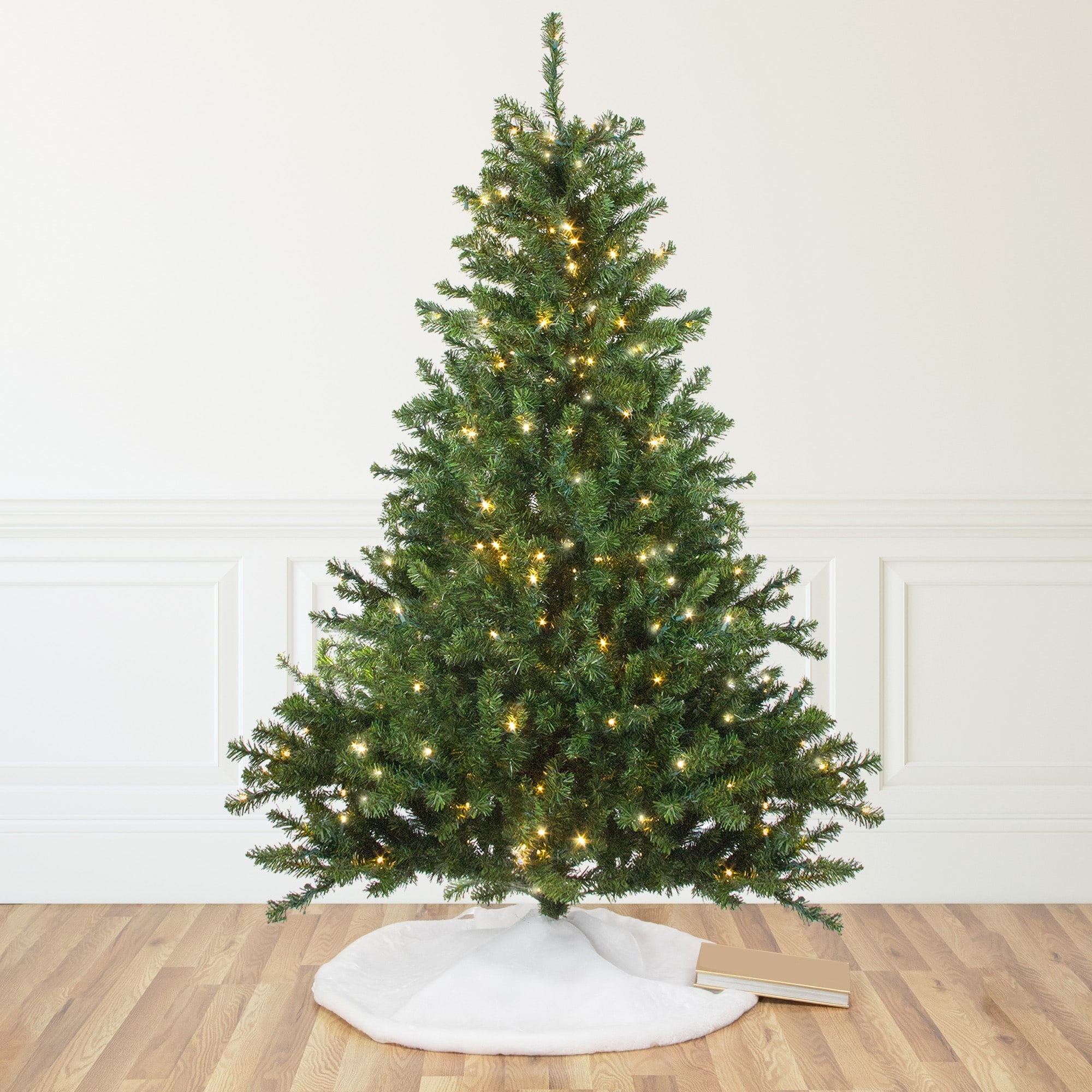 10 Pre Lit Canadian Pine Artificial Christmas Tree Clear Candlelight Led Lights