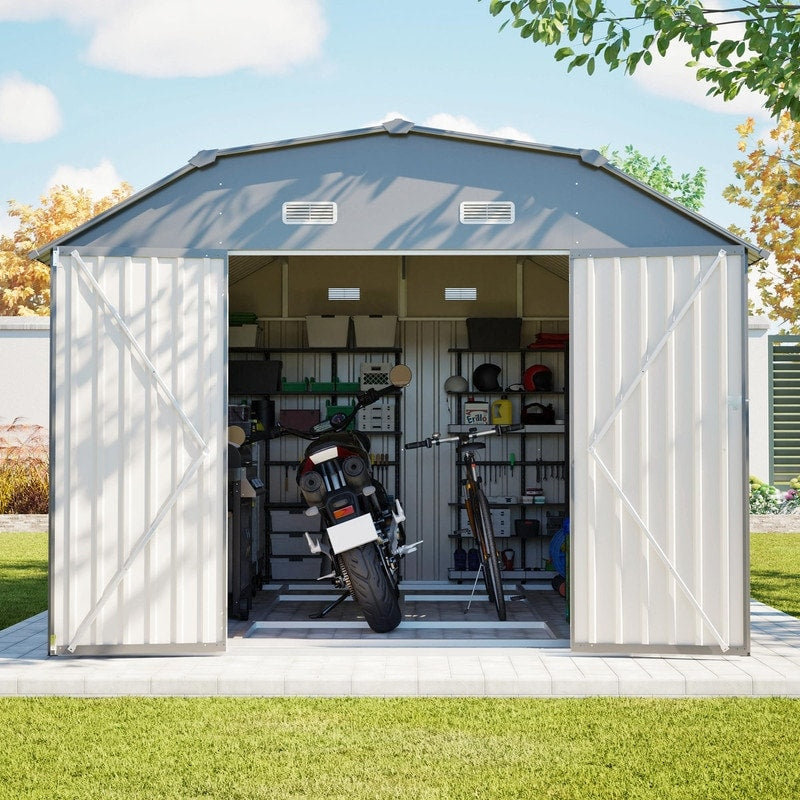 10 X 12 Outdoor Storage Shed Heavy Duty Rust Resistant Steel Tool Shed With Floor Frame Kit