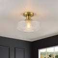 10 Mid Century Textured Glass Semi Flush Mount