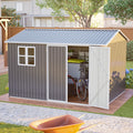 10X8 Oversized Steel Storage Shed With Window Lockable Doors Sloped Roof Heavy Duty Outdoor Tool Shed Dark Gray
