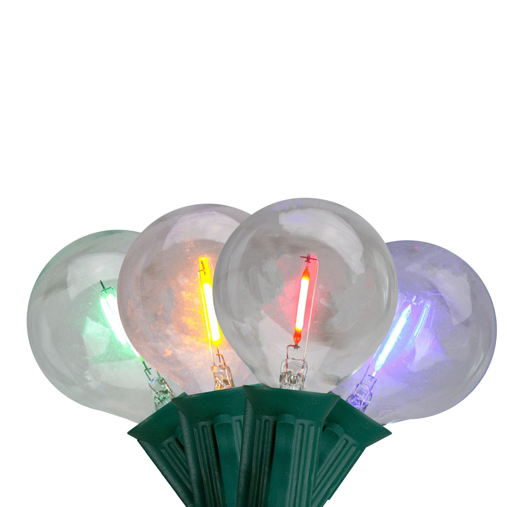 10Ct Multi Color Led G50 Globe Christmas Light Set 10Ft Green Wire