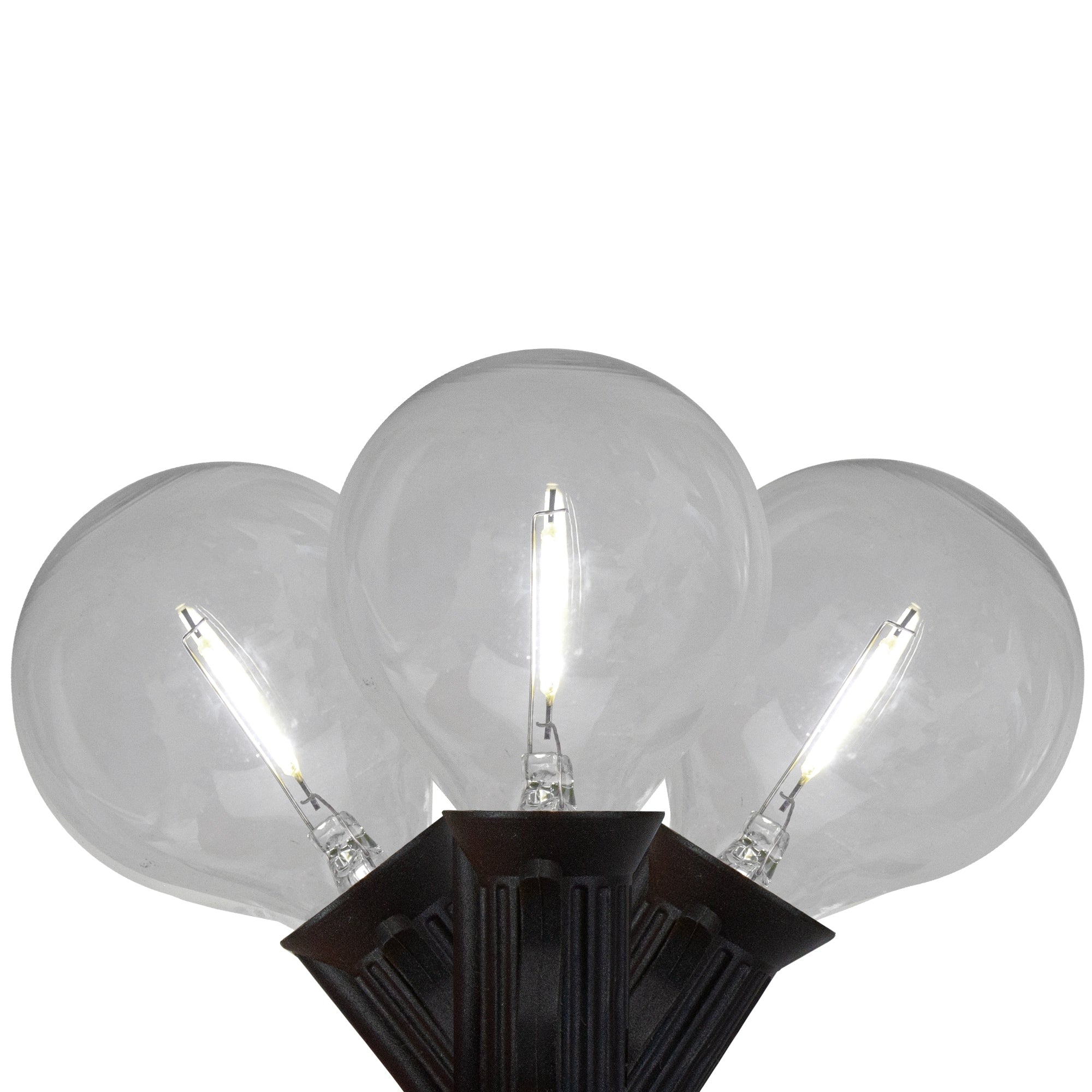 10Ct Pure White Led G50 Globe Christmas Light Set 10Ft Black Wire