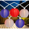 10 Red White And Blue Round Chinese Lantern String Lights White Wire