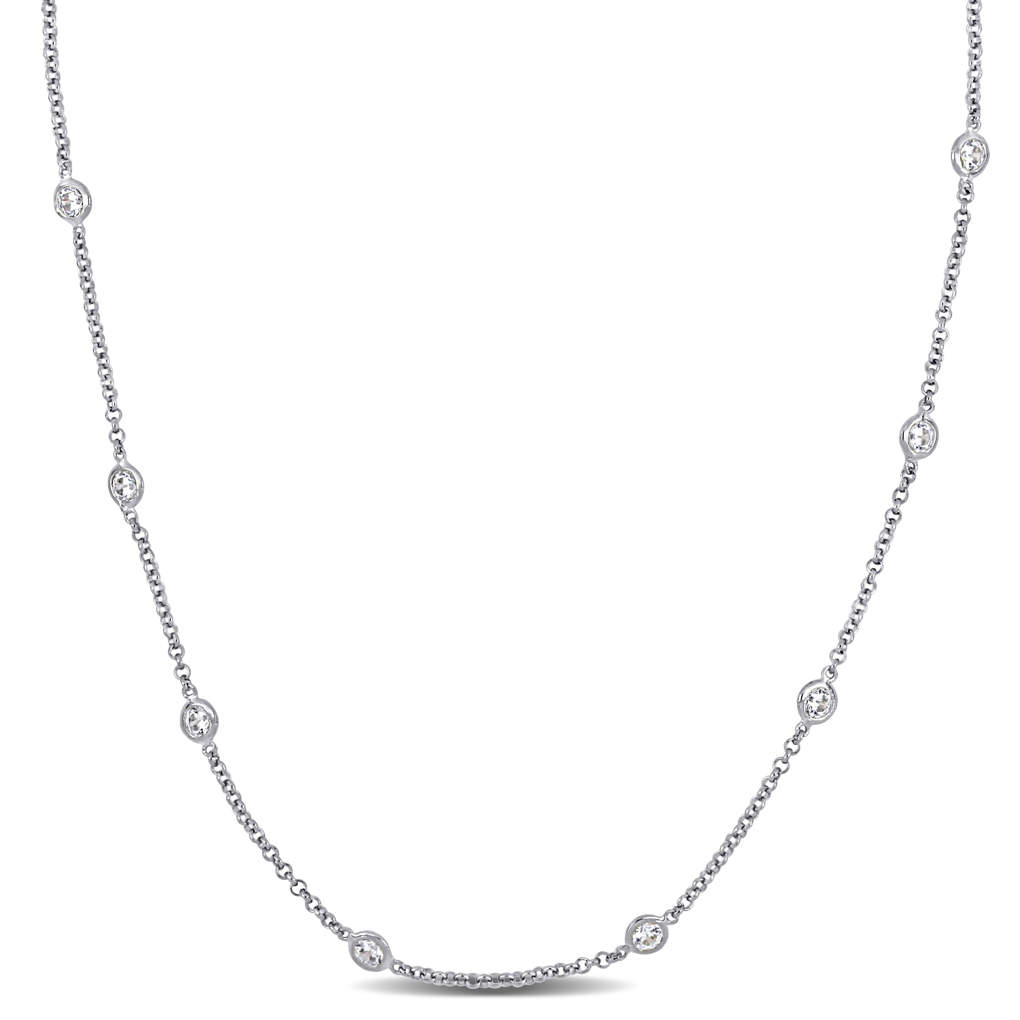 10Ct Tw Cubic Zirconia By The Yard Station Necklace In Sterling Silver By Miadora