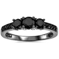 10K Black Gold 1 1 5Ct Tdw Black Diamond Three Stone Engagement Ring