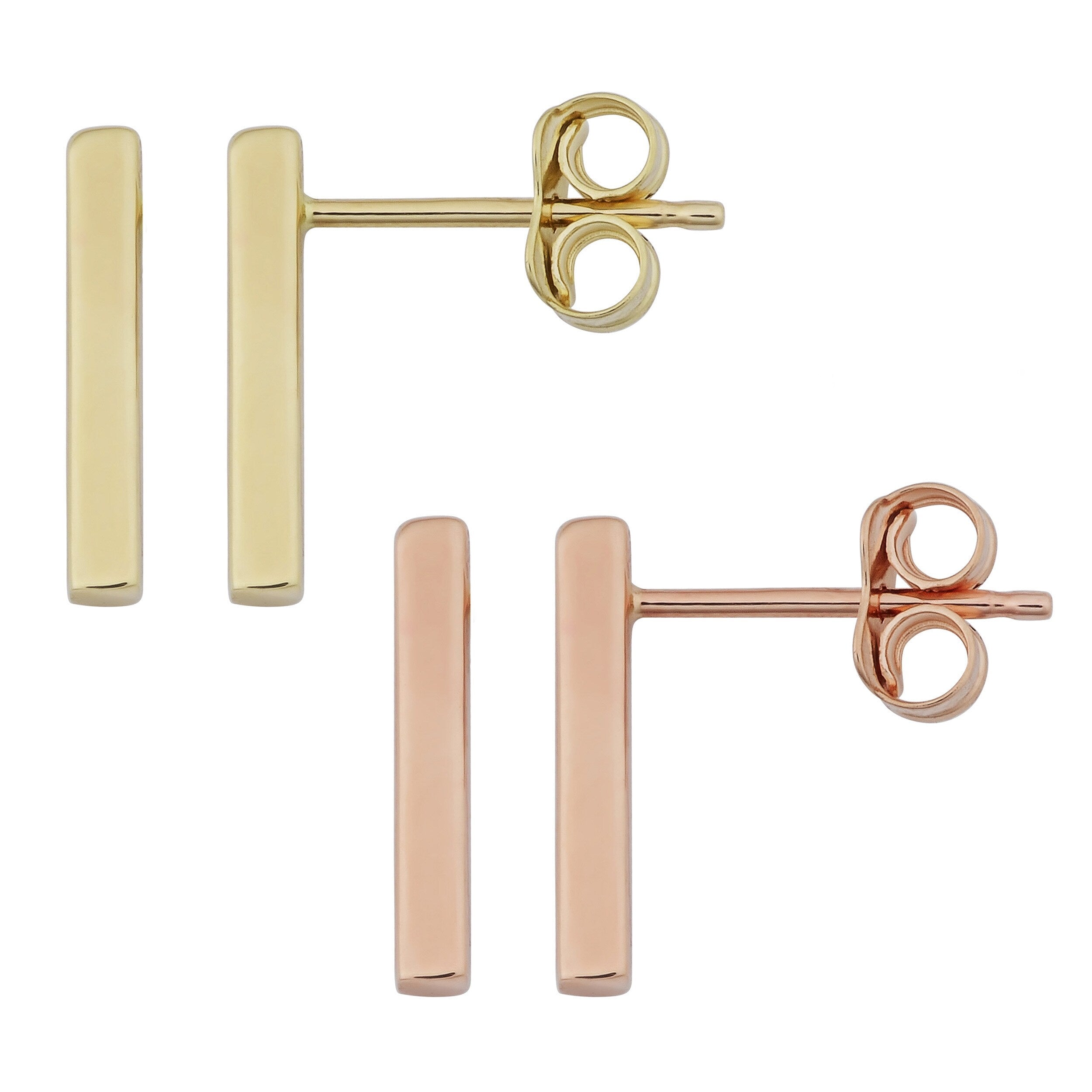 10K Gold Bar High Polish Earrings