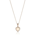 10K Rose Gold Ethiopian Opal Heart And Diamond Pendant Necklace 18