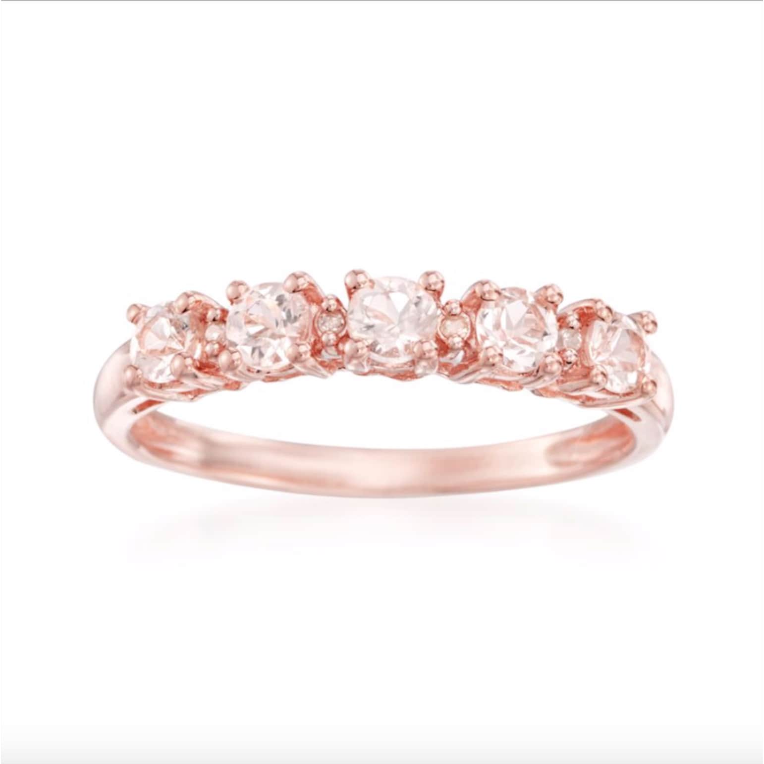 Pinctore 10K Rose Gold Morganite And Diamond Accent Stackable Ring H I I1 I2