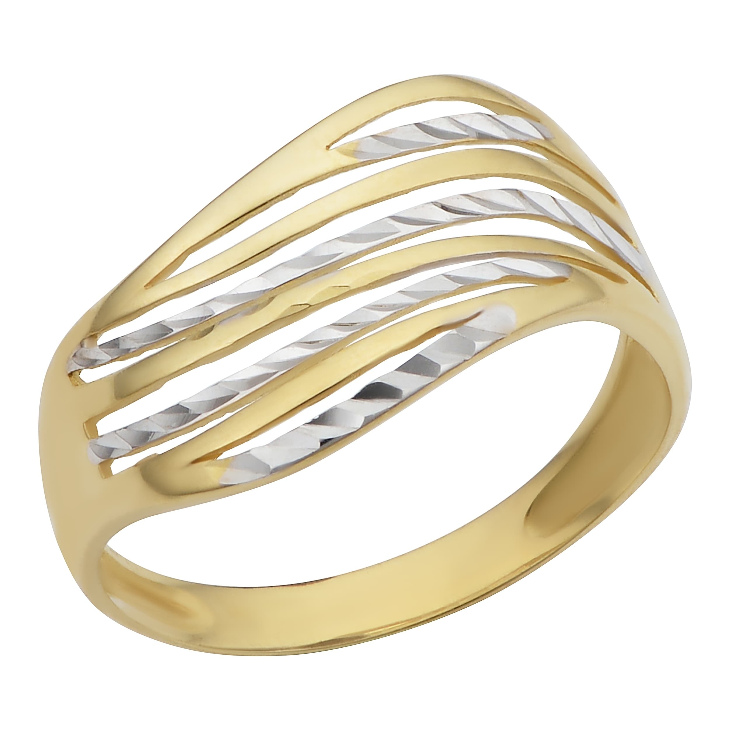 10K Two Tone Gold Wave Design Ring