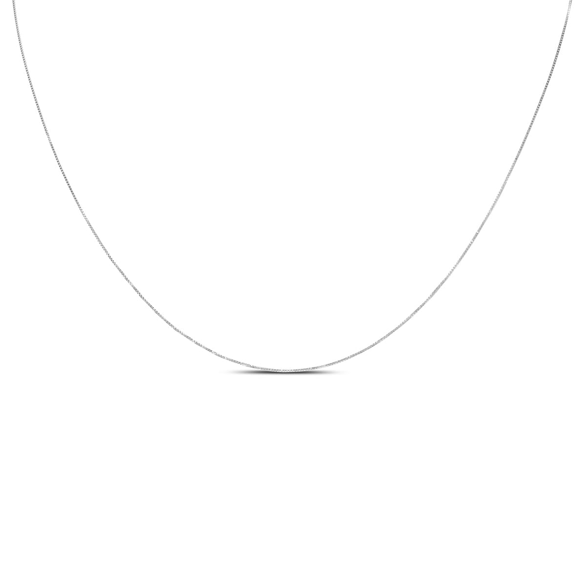 10K White Gold 0.6Mm Classic Box Chain With Spring Ring Clasp 20 Inch