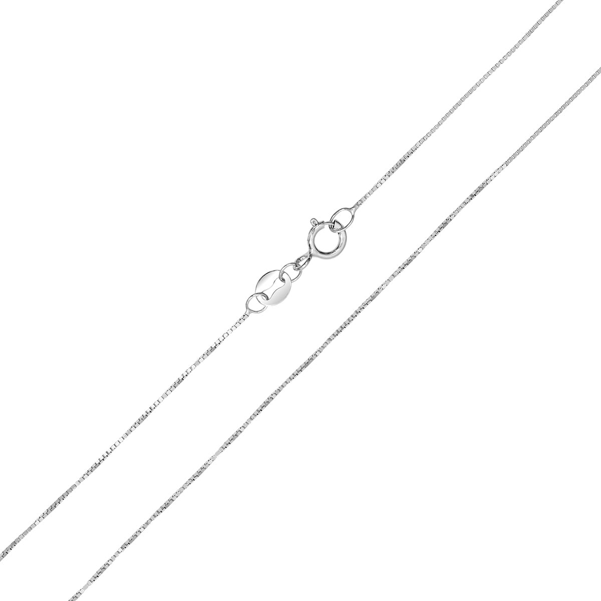 10K White Gold 0.6Mm Classic Box Chain With Spring Ring Clasp 16 Inch