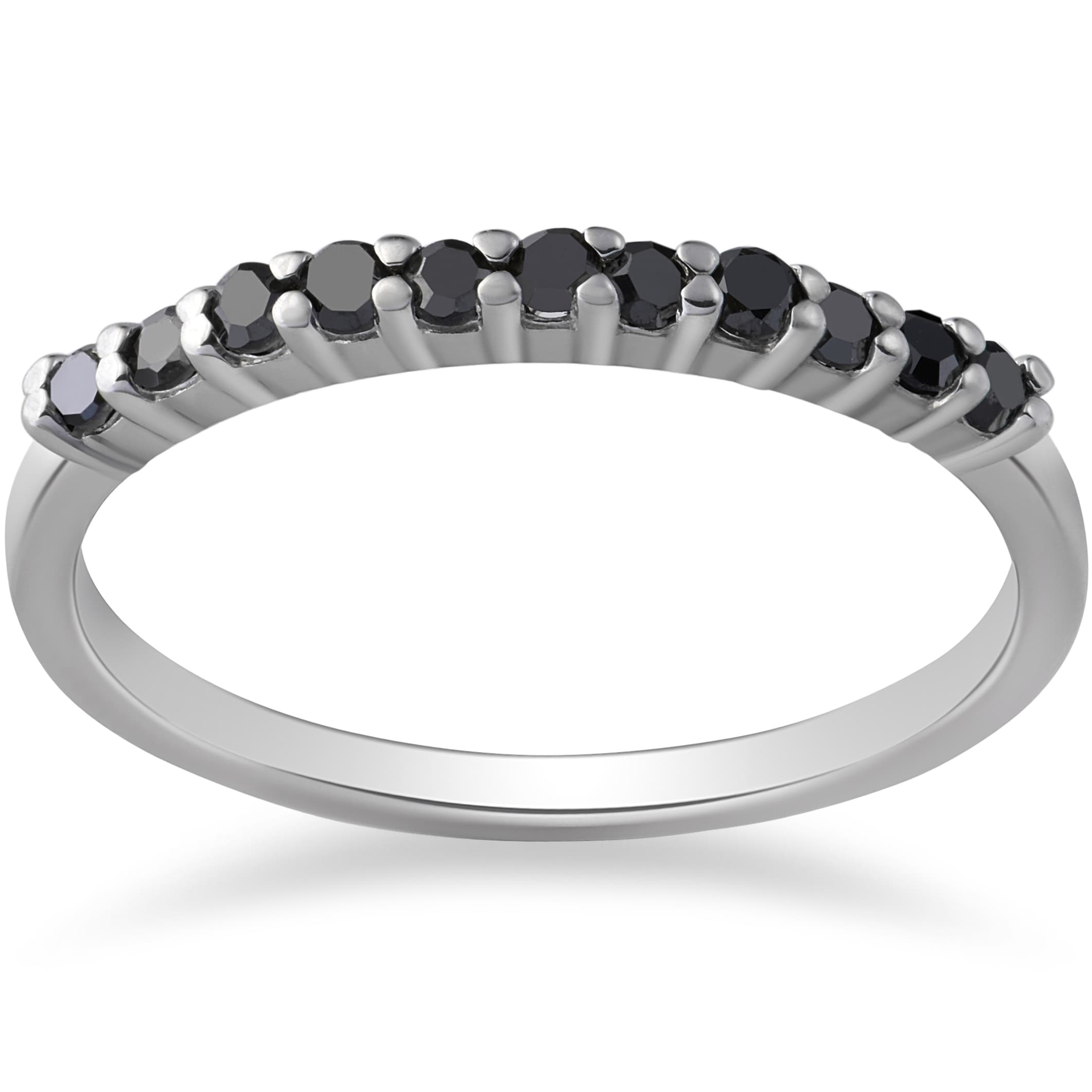10K White Gold 1 3 Ct Tdw Black Diamond Wedding Stackable Ring