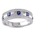 Miadora Signature 10K White Gold 1 4Ct Tdw Diamond And Sapphire Anniversary Band G H I1 I2
